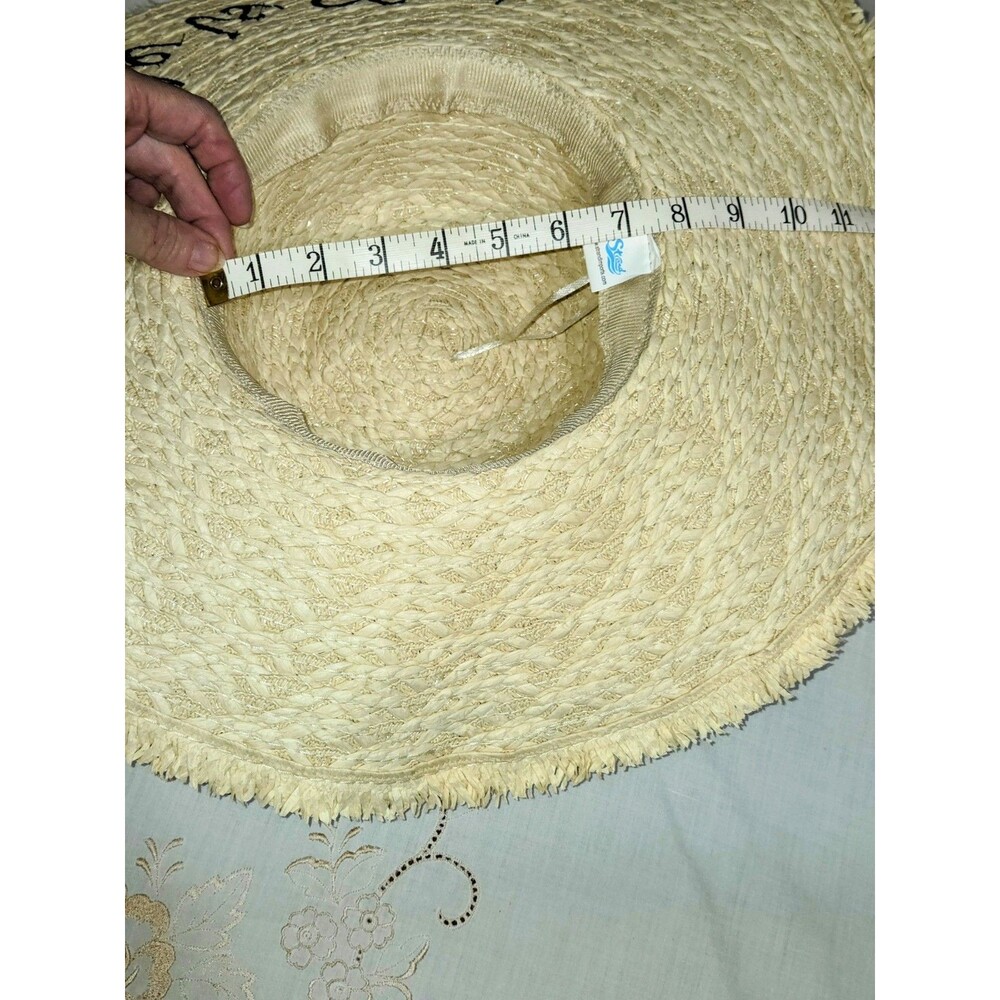 Womens Wide Brim Straw Hat Life Is Good Adjustable Sun Hat Stands Imports - Picture 4 of 4